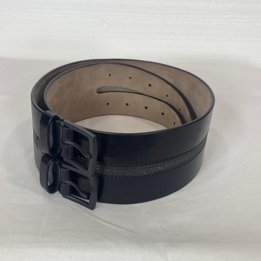 Brunello Cucinelli wide black belt with monili size S